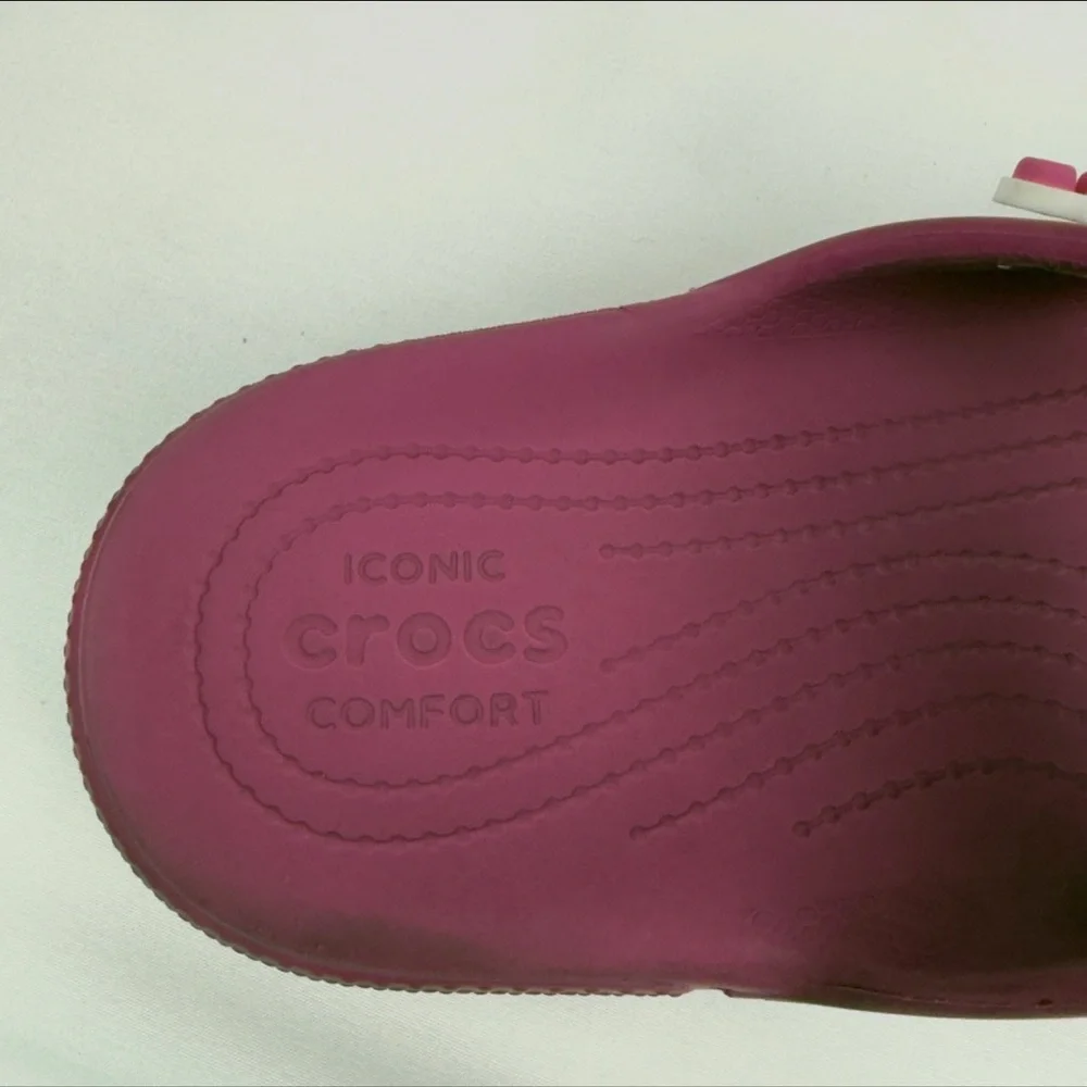 Crocs Pink Two-Strap Slide Sandals Sz M9 W11 Magenta Comfort Slip-On